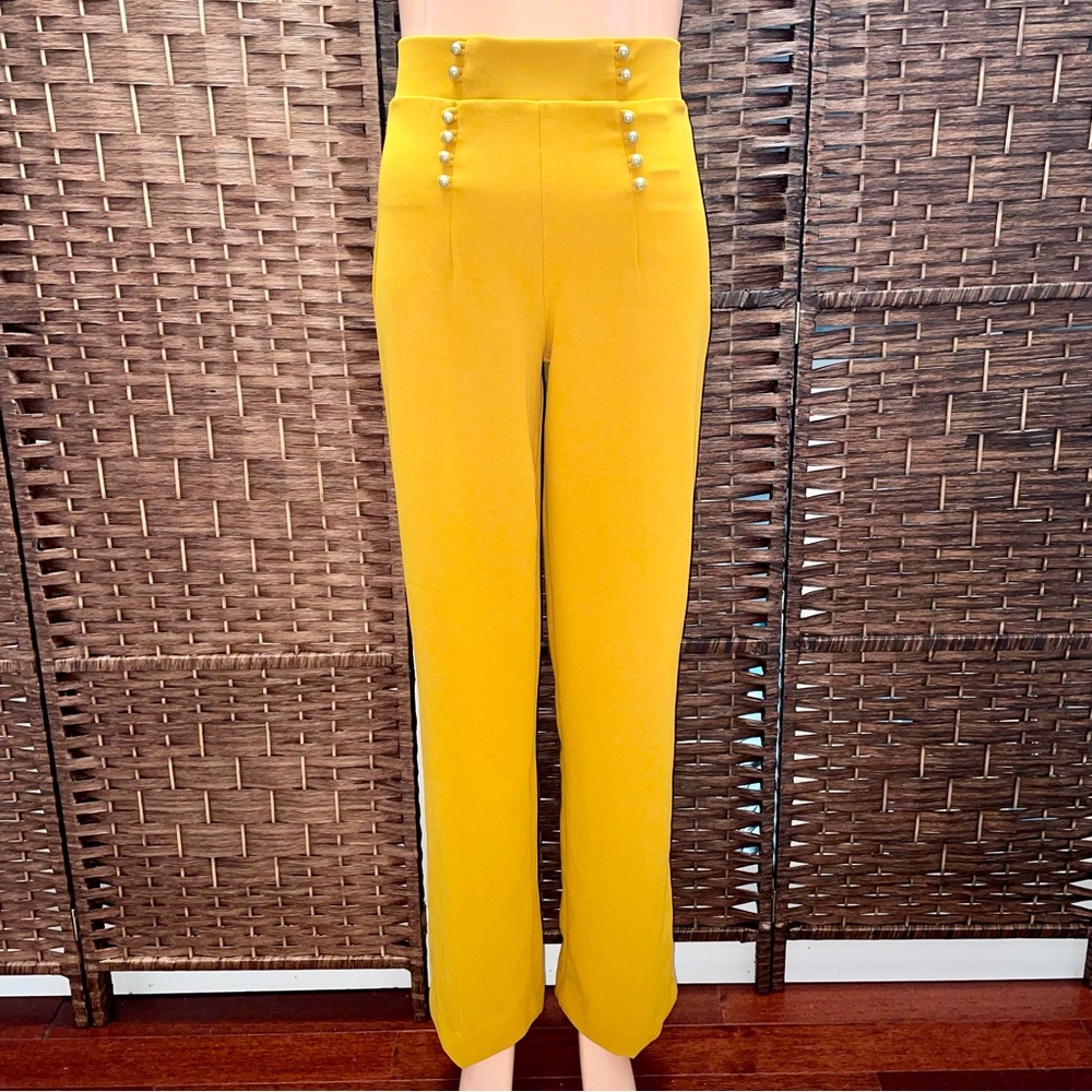 Vibrant Yellow Straight Leg Pants, Size S